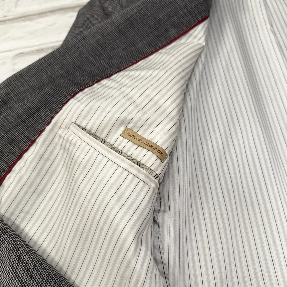 Vtg Banana Republic Heritage 100% Wool Sport Coat Blazer Textured Gray 40L Retro